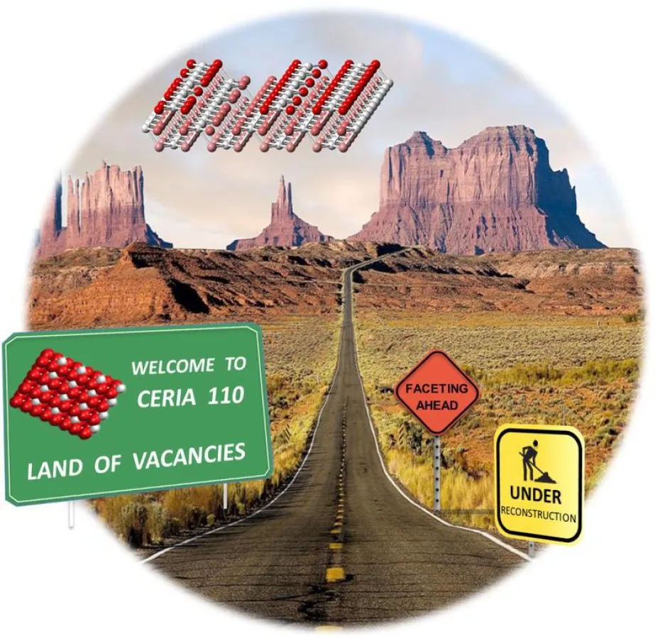 Mit den Felsformationen des Monument Valley vergleichbar ist die Oberfläche stab-förmiger Ceroxid-Nanopartikel – sie weist zahlreiche Ecken, Kanten und Facetten auf. (Abbildung: Alessandro Trovarelli/