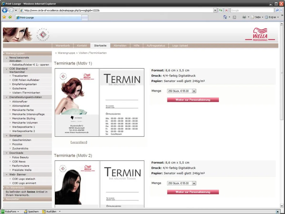 Werbemittelportal WELLA (Circle of Excellence)