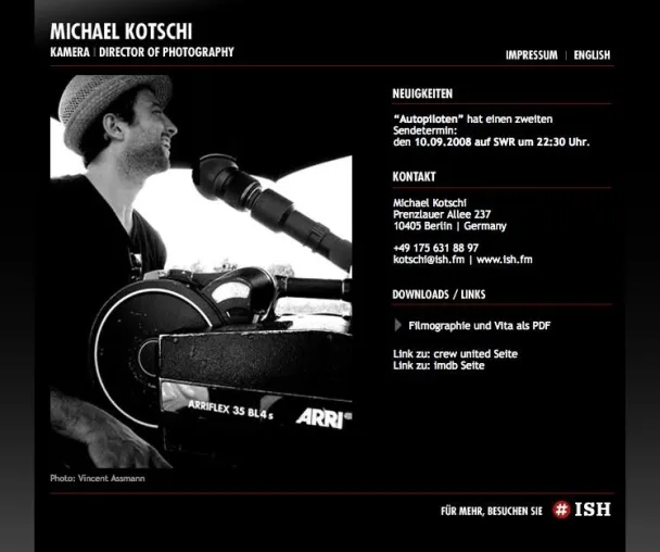 Bild: Kameramann Michael Kotschi aus Berlin mit neuer Website online