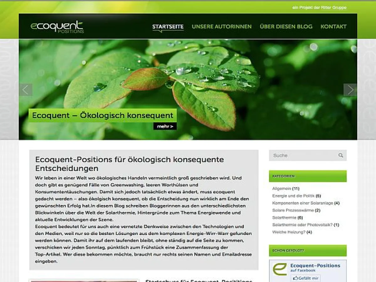 Treffpunkt für Solarthermie: ecoquenz-positions.com