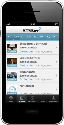 Bild: Das Werbeplanung.at Summit 12 Programm ist ab sofort mit iPhone und Android App mobil abrufbar