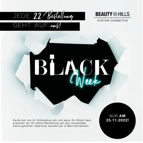 Bild: Wirkstoffkosmetik-Brand Beauty Hills feiert Black Beauty Friday: Jede 22. Bestellung geht auf uns!