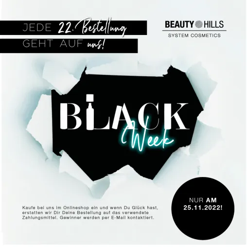 Bild: Wirkstoffkosmetik-Brand Beauty Hills feiert Black Beauty Friday: Jede 22. Bestellung geht auf uns!