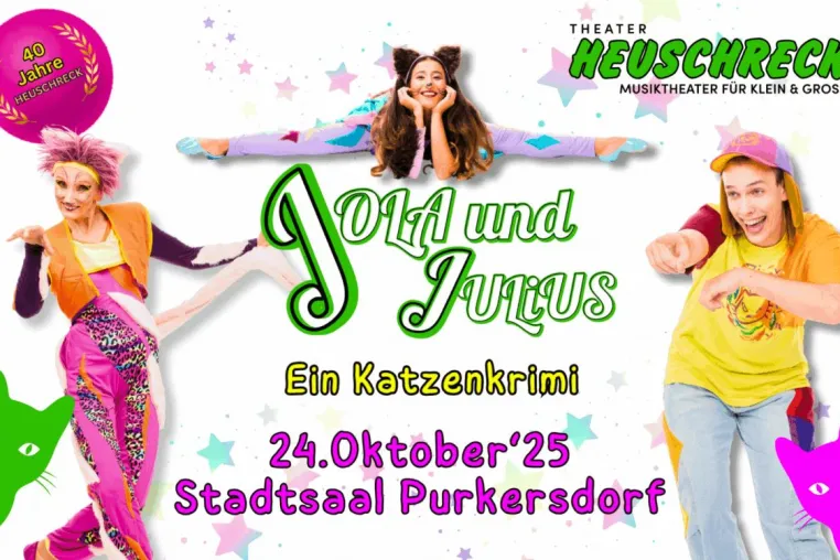 Purkersdorf: Ankündigung der Familienmusical-Vorstellung von „JOLA und JULiUS“ im Stadtsaal Bild: Purkersdorf: Ankündigung der Familienmusical-Vorstellung von „JOLA und JULiUS“ im Stadtsaal