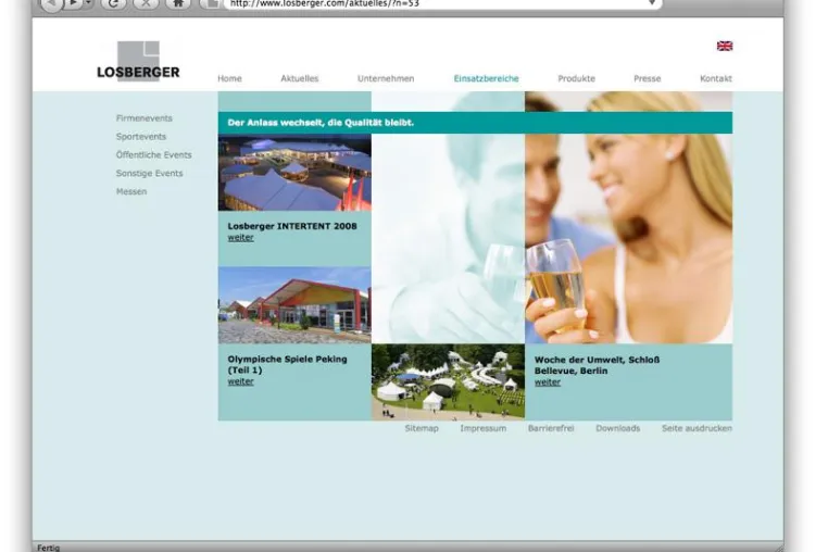 Bild: Losberger neu entdecken - Losberger präsentiert neue Website für den Produktbereich Eventzelte