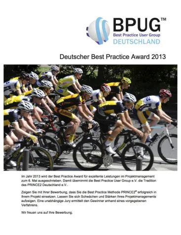 Bild: Ausschreibung PRINCE2 "Best Practice Award 2013"
