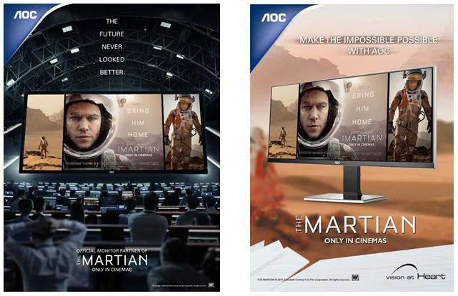 Bild: Die Displays der Zukunft: AOC offizieller Monitor-Partner für den Film Der Marsianer – Rettet Mark Watney