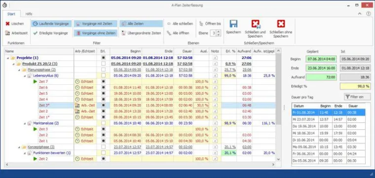 Bild: braintool software launcht Zeiterfassungsmodul 2.0 ihres PM-Tools A-Plan