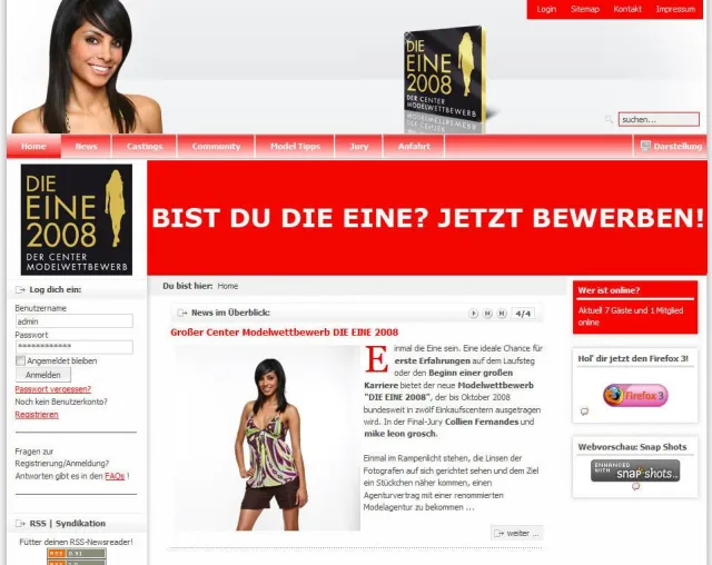 Bild: Großer Center Modelwettbewerb „DIE EINE 2008“