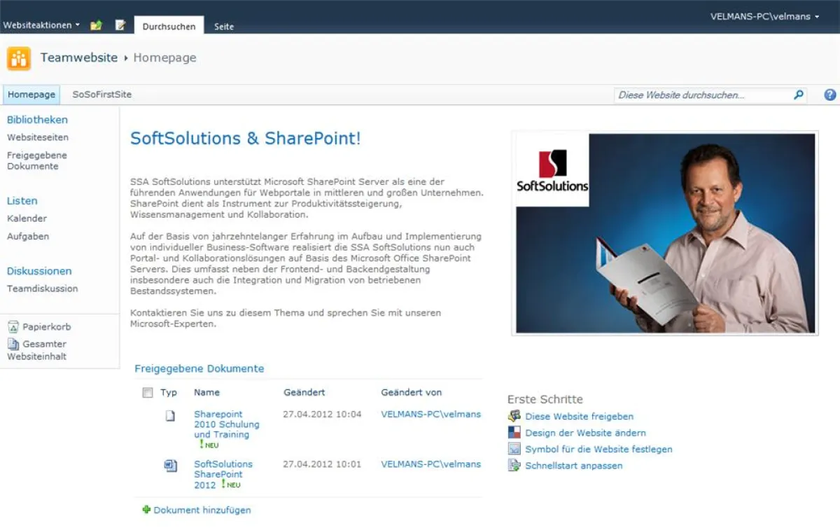 SSA SoftSolutions GmbH - SharePoint Beispielanwendung