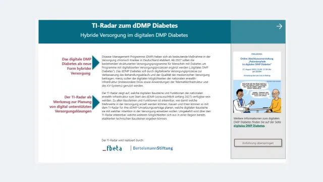 Bild: Digitales DMP Diabetes: Bericht zeigt Patientenpfade – TI-Radar macht Stand technischer Funktionen sichtbar