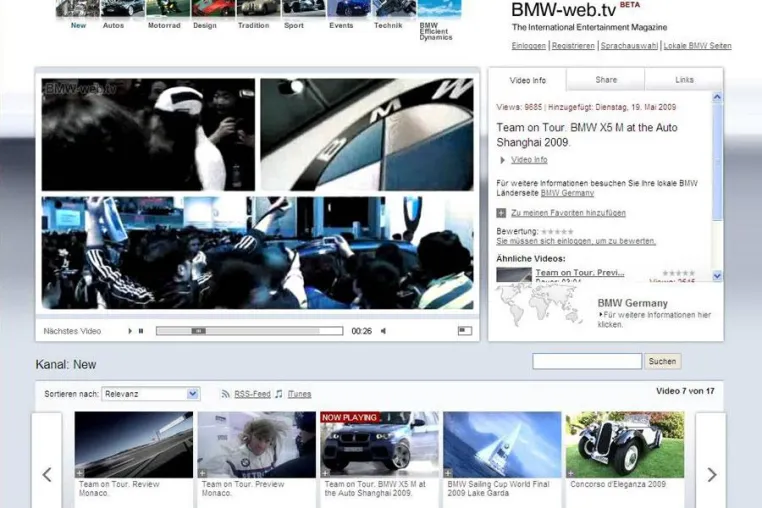 Bavaria Film Interactive produziert für das neue internationale Web TV Portal von BMW Bild: Bavaria Film Interactive produziert für das neue internationale Web TV Portal von BMW
