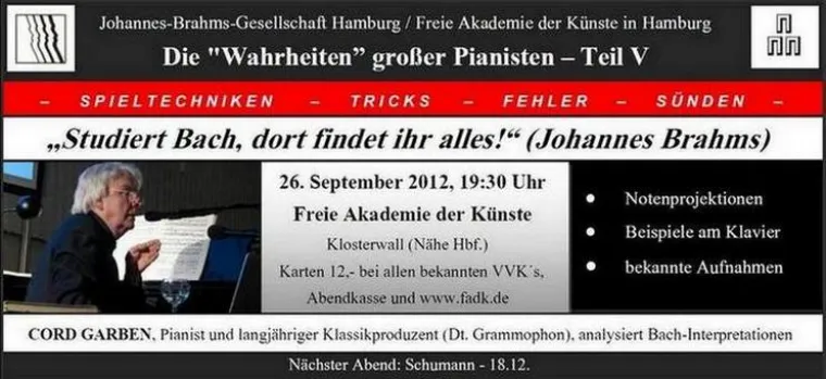 Die Wahrheiten großer Pianisten - Teil V: J.S. Bach Bild: Die Wahrheiten großer Pianisten - Teil V: J.S. Bach