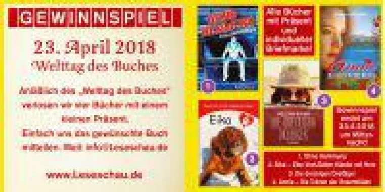 Gewinnspiel zum "Welttag des Buches" am 23. April 2018 Bild: Gewinnspiel zum "Welttag des Buches" am 23. April 2018
