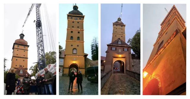 Bild: Was macht der Kran am Segringer Tor? Dinkelsbühl bekommt neue Weihnachtsbeleuchtung