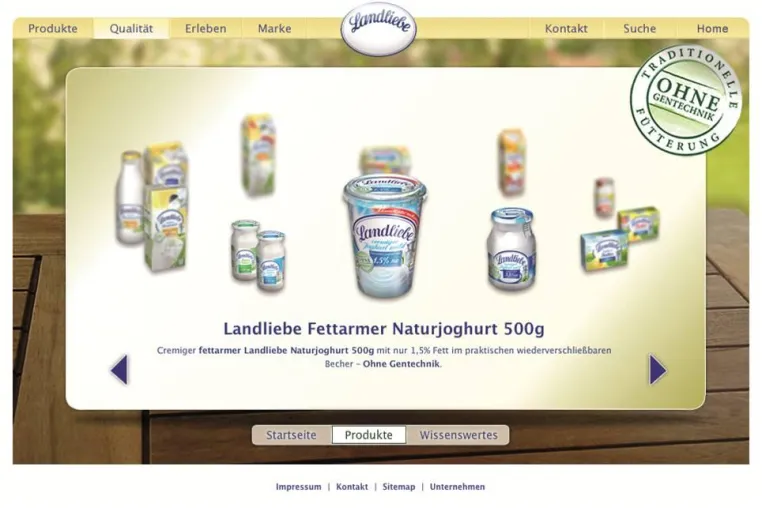 Bild: artundweise bringt Landliebe Milchprodukte mit Gütesiegel "ohne Gentechnik" ins Internet