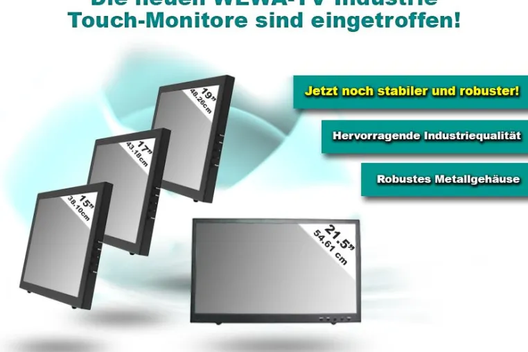 Bild: Die neue robuste Industrie Touchscreen-Monitor Serie der WEWA AG