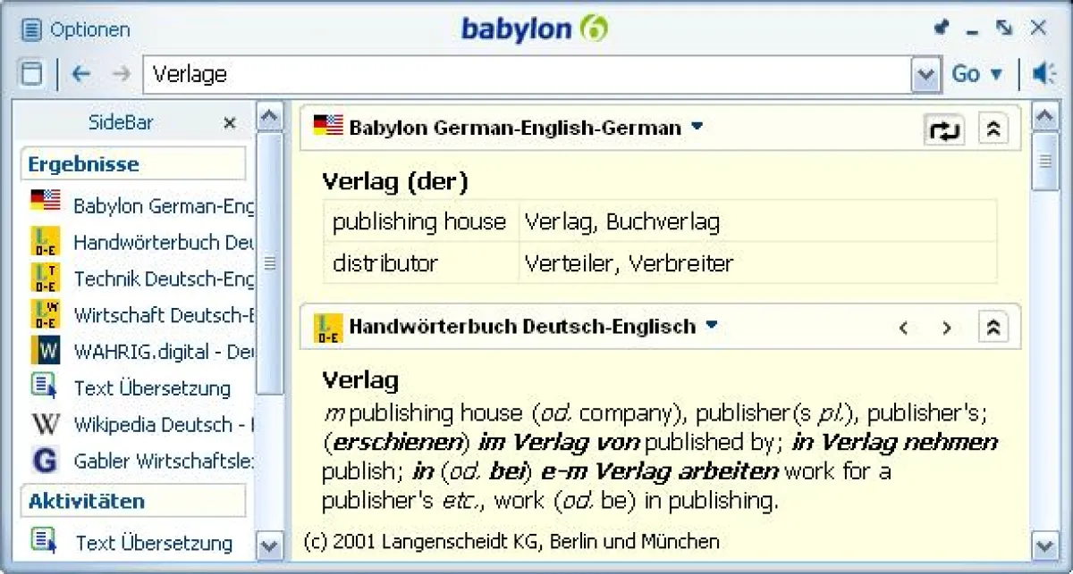 Babylon 6 Popup-Fenster (Quelle: Babylon)