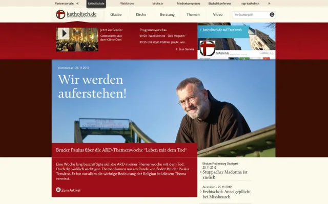 Bild: Internetagentur kernpunkt GmbH setzt Relaunch von katholisch.de auf Basis von FirstSpirit um