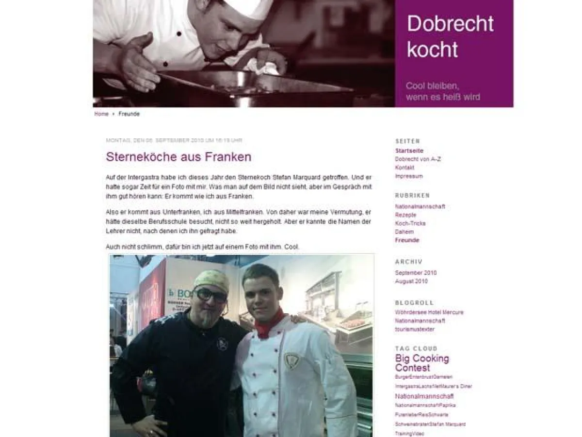Stefan Dobrecht kocht im Woehrdersee Hotel Mercure Nürnberg City und ist Mitglied in der Jugendnationalmannschaft der Köche.