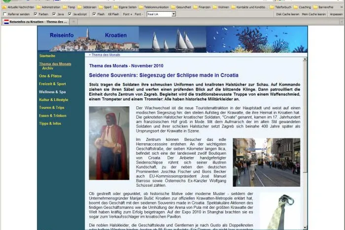Reiseinfo Kroatien informiert über Heimat der Krawatte Bild: Reiseinfo Kroatien informiert über Heimat der Krawatte