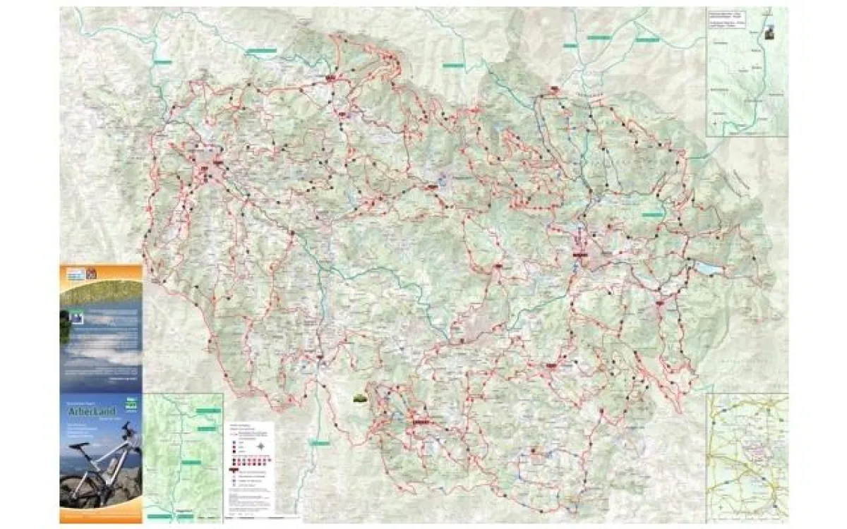 Die MTB-Tourenkarte mit 44 detaillierten Strecken für Mountainbiker durch den Bayerischen Wald.
