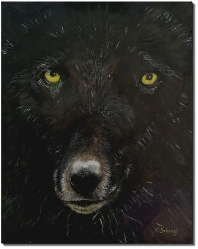 Wolf in Oel von Claus Schrag