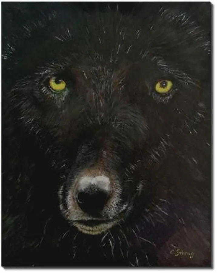 Wolf in Oel von Claus Schrag