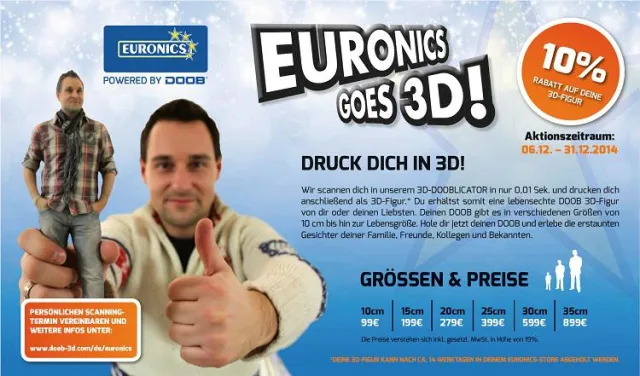 Exklusive Kooperation: Full Body Scan und lebensechte 3D-Figuren bei EURONICS Bild: Exklusive Kooperation: Full Body Scan und lebensechte 3D-Figuren bei EURONICS