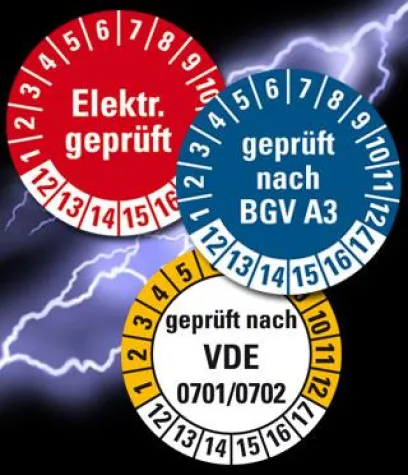 Bild: Prüfplaketten für elektrische Prüfungen