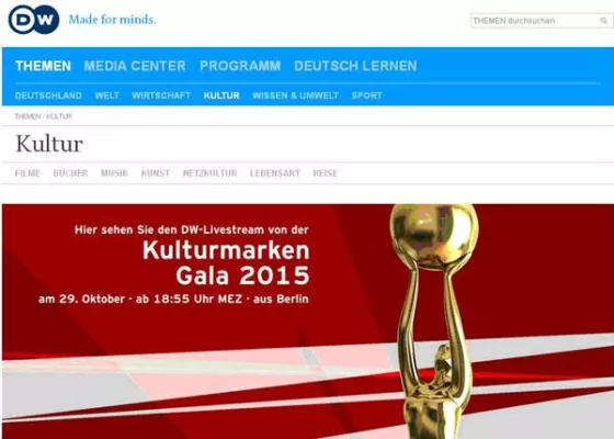 Bild: Zum 10. Jubiläum der Kulturmarken-Gala 'Night of Cultural Brands' schaltet die Deutsche Welle einen Livestream