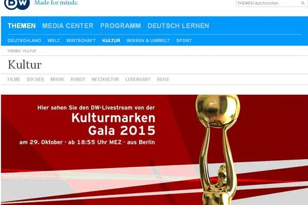 Bild: Zum 10. Jubiläum der Kulturmarken-Gala 'Night of Cultural Brands' schaltet die Deutsche Welle einen Livestream