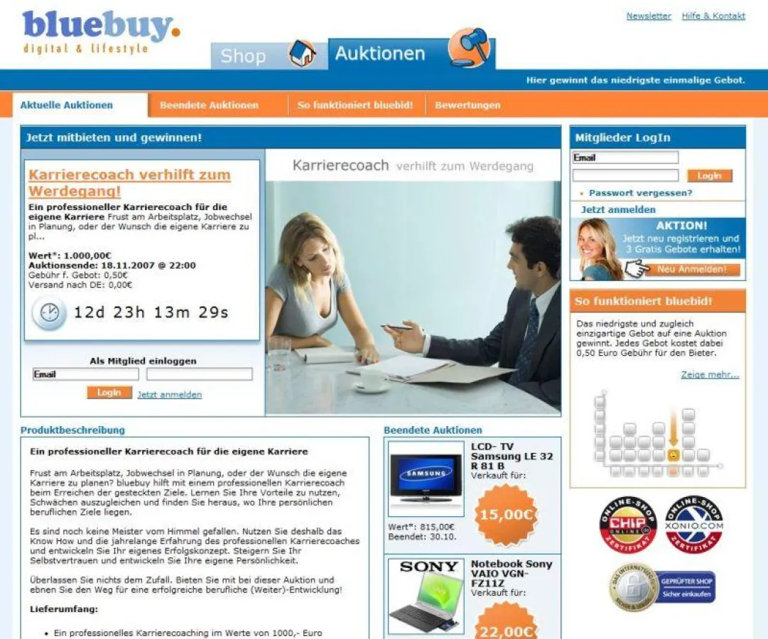 Auktionsportal bluebuy versteigert Stretchlimousine