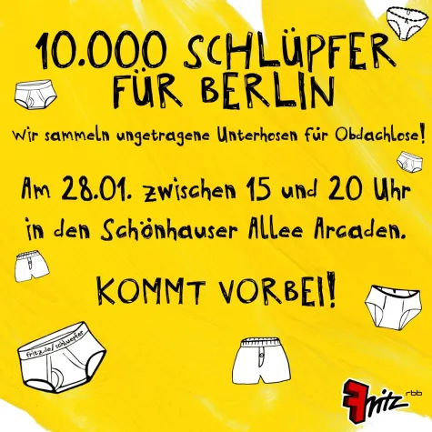 Bild: 10.000 Schlüpfer für Berlin - Schönhauser Allee Arcaden unterstützen Radio Fritz und betterplace.org Aktion