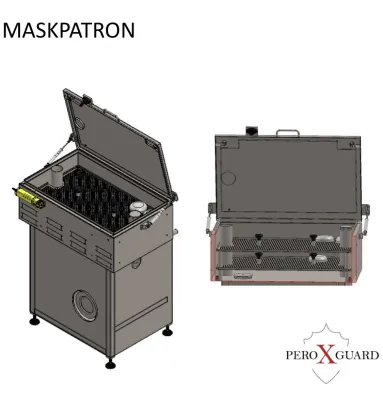 Anlage zur Desinfektion von Atemmasken und Schutzausrüstung mit Wasserstoffperoxid Verfahren Bild: Anlage zur Desinfektion von Atemmasken und Schutzausrüstung mit Wasserstoffperoxid Verfahren