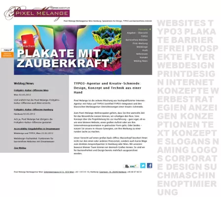 Bild: Neue TYPO3-Homepage für Werbeagentur Pixel Melange, Wien - Hamburg