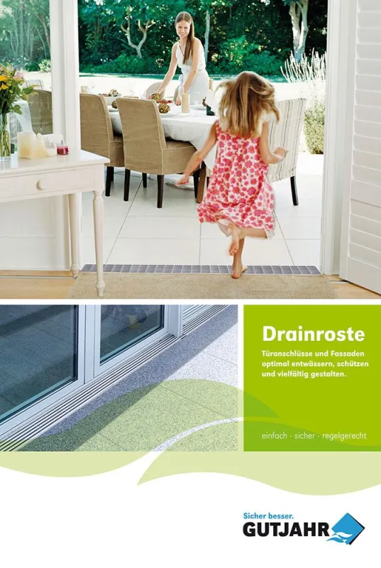 Die Übersichtsbroschüre enthält das gesamte Drainroste-Sortiment und Informationen rund um Einsatzmöglichkeiten, Normen und Richtlinien sowie praktische Einbaubeispiele.