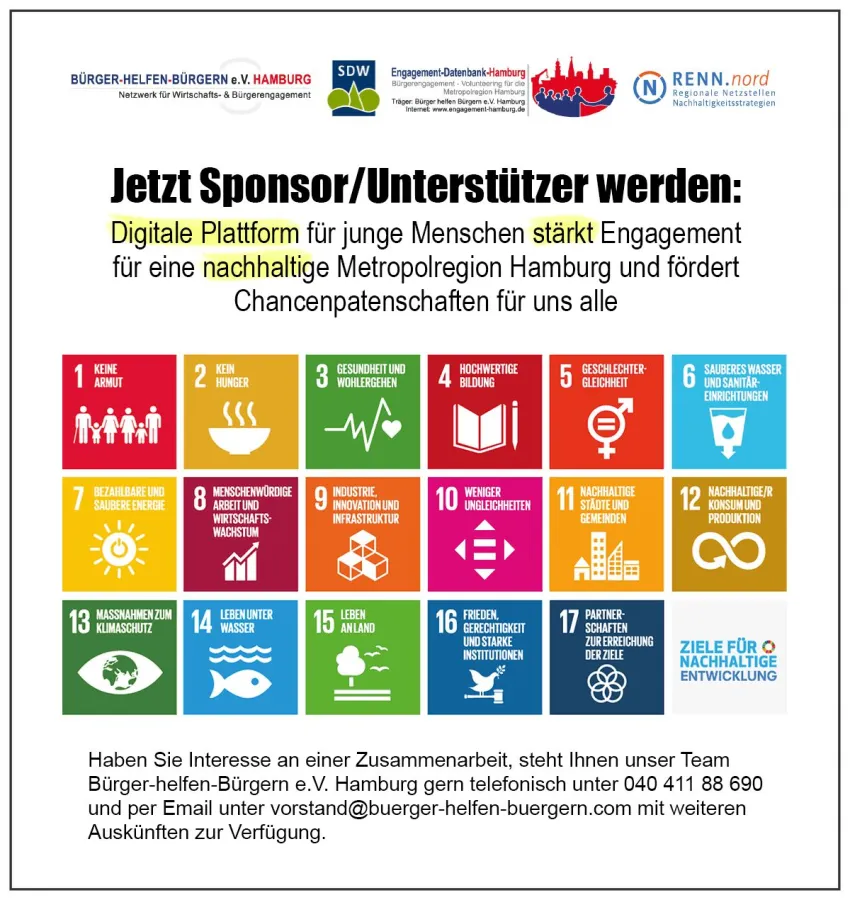 Jetzt Sponsor/Unterstützer werden u. Engagement für eine nachhaltige Metropolregion Hamburg stärken
