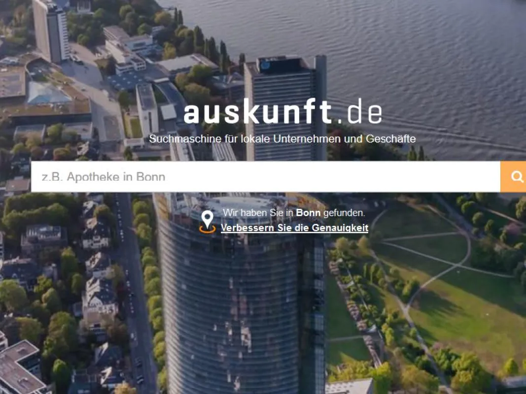 Auskunft.de Suchmaschine für Bonn (Screenshot: Alpha9 Marketing GmbH & Co. KG)