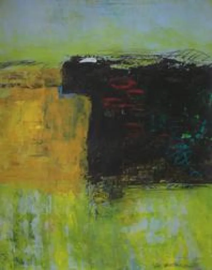 Hein Bohlen: Kleine Landschaft, Mischtechnik auf Papier, 65 x 80 cm