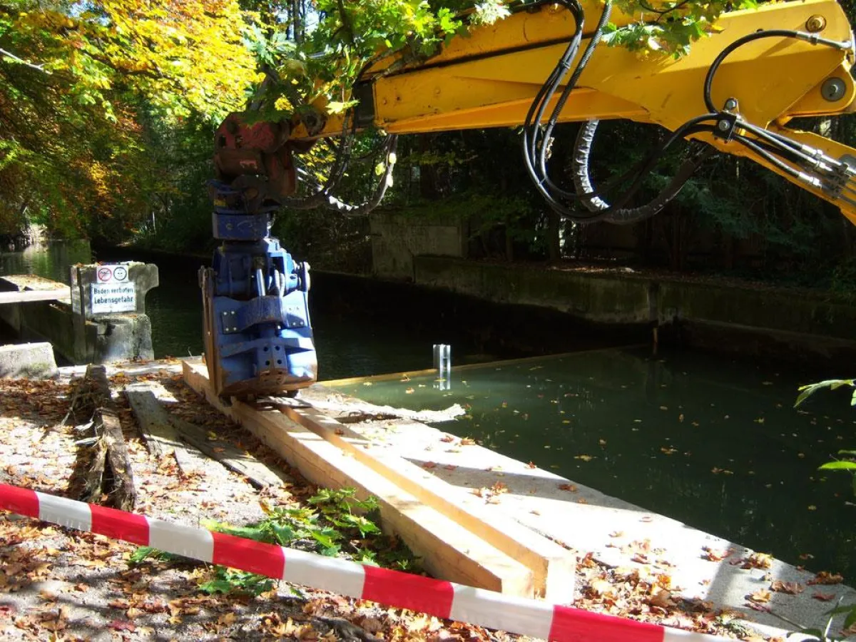 Umbaumaßnahmen am Eisbach im Englischen Garten in vollem Gange!