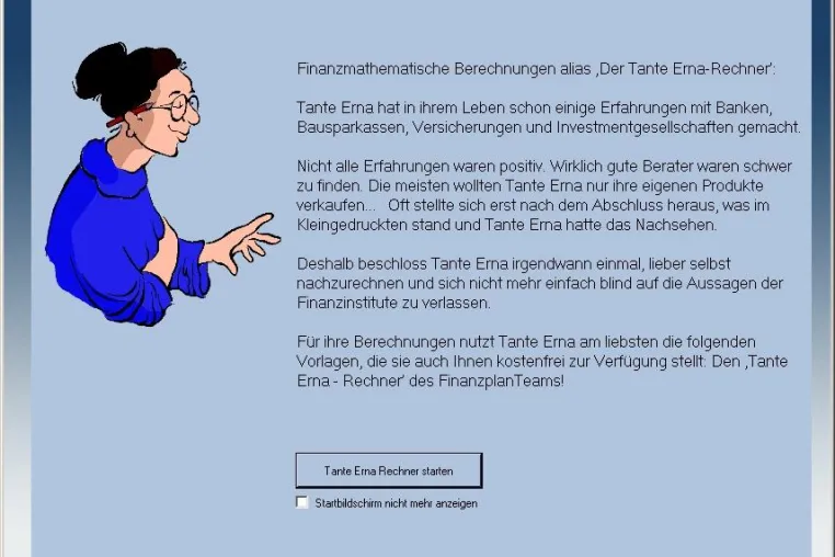 Tante Erna gibt Hilfestellung in Finanzfragen - Gratis-Software passt auf Rente, Zinsen und Kredite auf Bild: Tante Erna gibt Hilfestellung in Finanzfragen - Gratis-Software passt auf Rente, Zinsen und Kredite auf