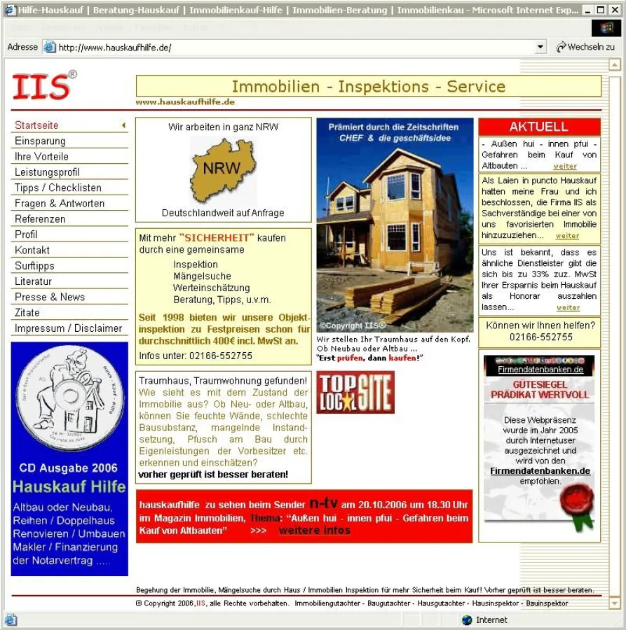 Webauftritt IIS® die Hauskaufhilfe