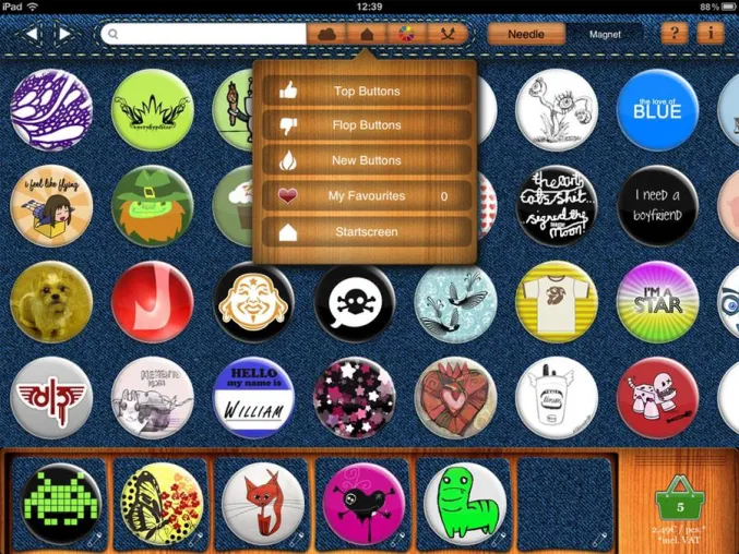 Bild: Prickie - Dein Button Shop 15.000+ Designeransteckbuttons iPad-App