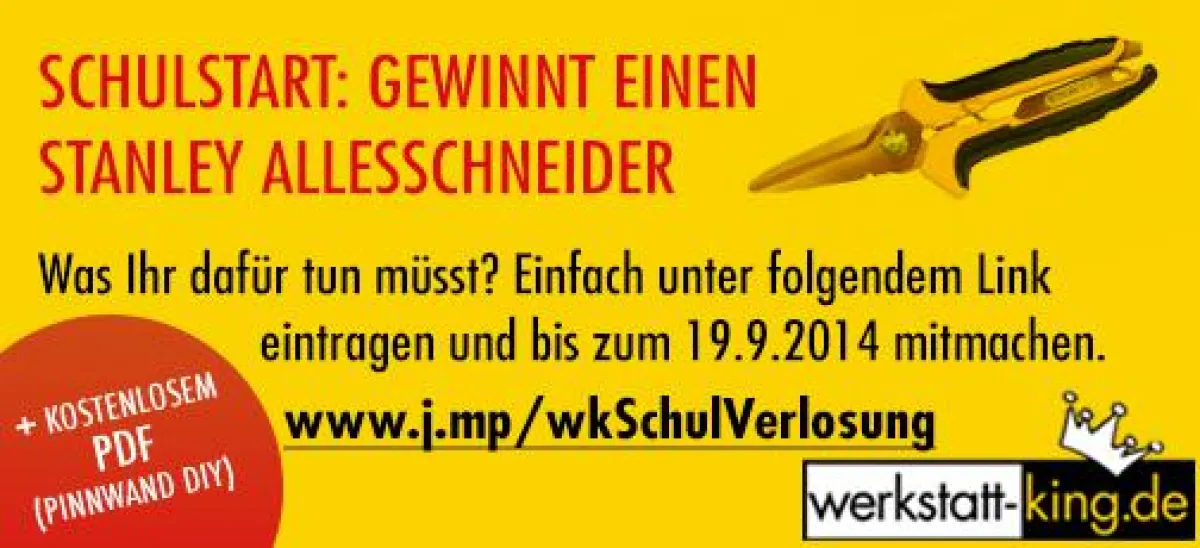 Verlosung zum Schulstart beim werkstatt-king.de