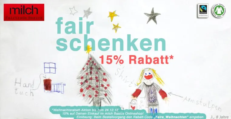 Bild: „Fair Schenken“ mit dem 15% Rabatt-Gutschein bei milch-basics.de