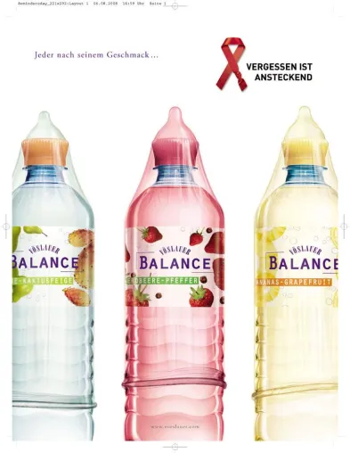 Bild: Vöslauer engagiert sich für das Thema HIV/AIDS - Vöslauer Balance trägt „Reminders Ribbon“