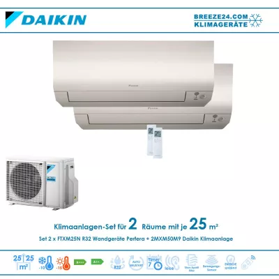 KLIMAANLAGEN - SET VON DAIKIN FÜR 2 ZIMMER MIT BIS ZU JE 25 M² Bild: KLIMAANLAGEN - SET VON DAIKIN FÜR 2 ZIMMER MIT BIS ZU JE 25 M²
