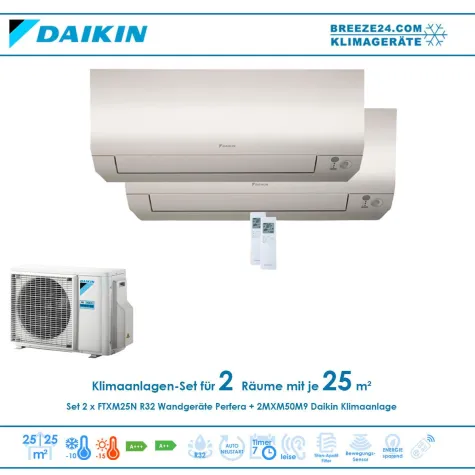 KLIMAANLAGEN - SET VON DAIKIN FÜR 2 ZIMMER MIT BIS ZU JE 25 M² Bild: KLIMAANLAGEN - SET VON DAIKIN FÜR 2 ZIMMER MIT BIS ZU JE 25 M²