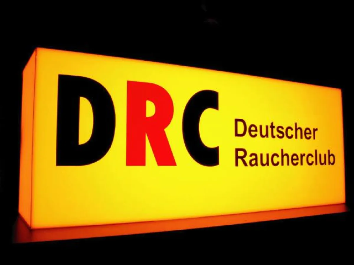 Lichtsignal für Rauchgenuss in der Kneipe: Leuchtreklame DRC Deutscher Raucherclub